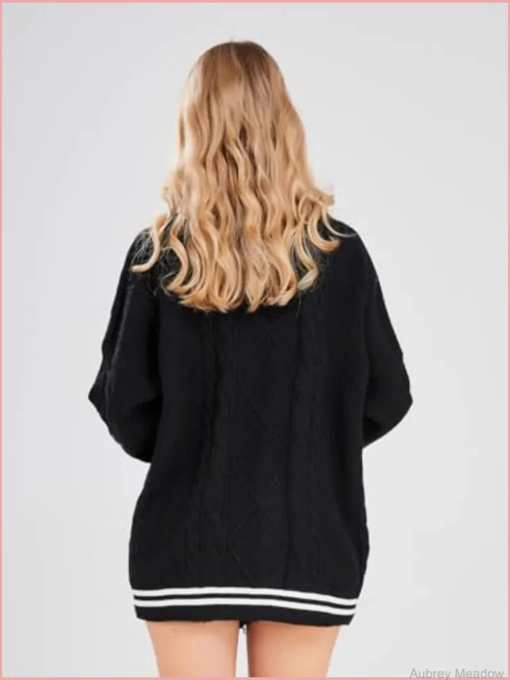 Open Front Stars Embroidered Chunky Cable Knit Cardigan Sweater